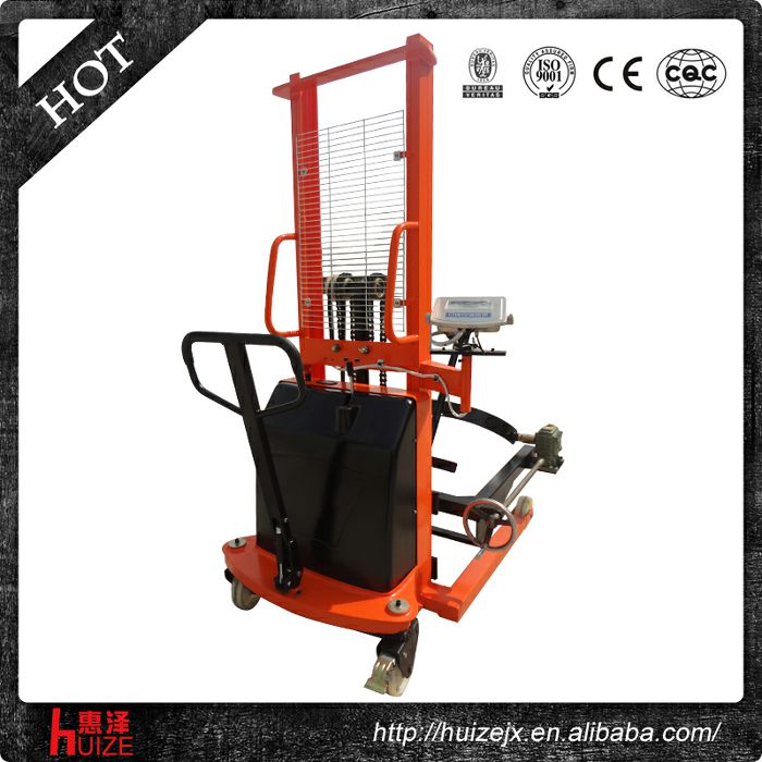 半電動稱重油桶車（夾鐵桶，手搖翻轉(zhuǎn)倒料）